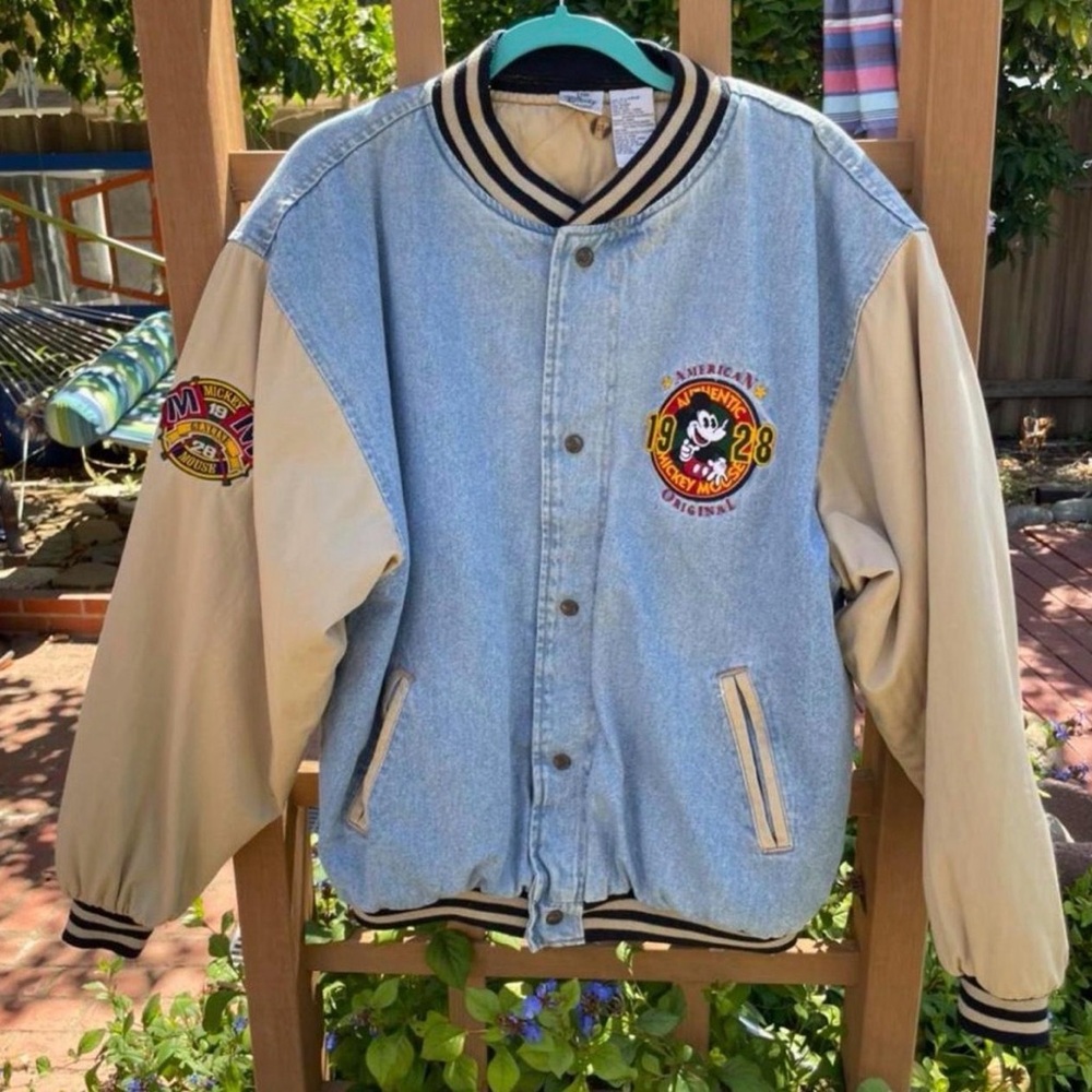 Disney Mickey Mouse Light Blue and Cream Varsity Jacket